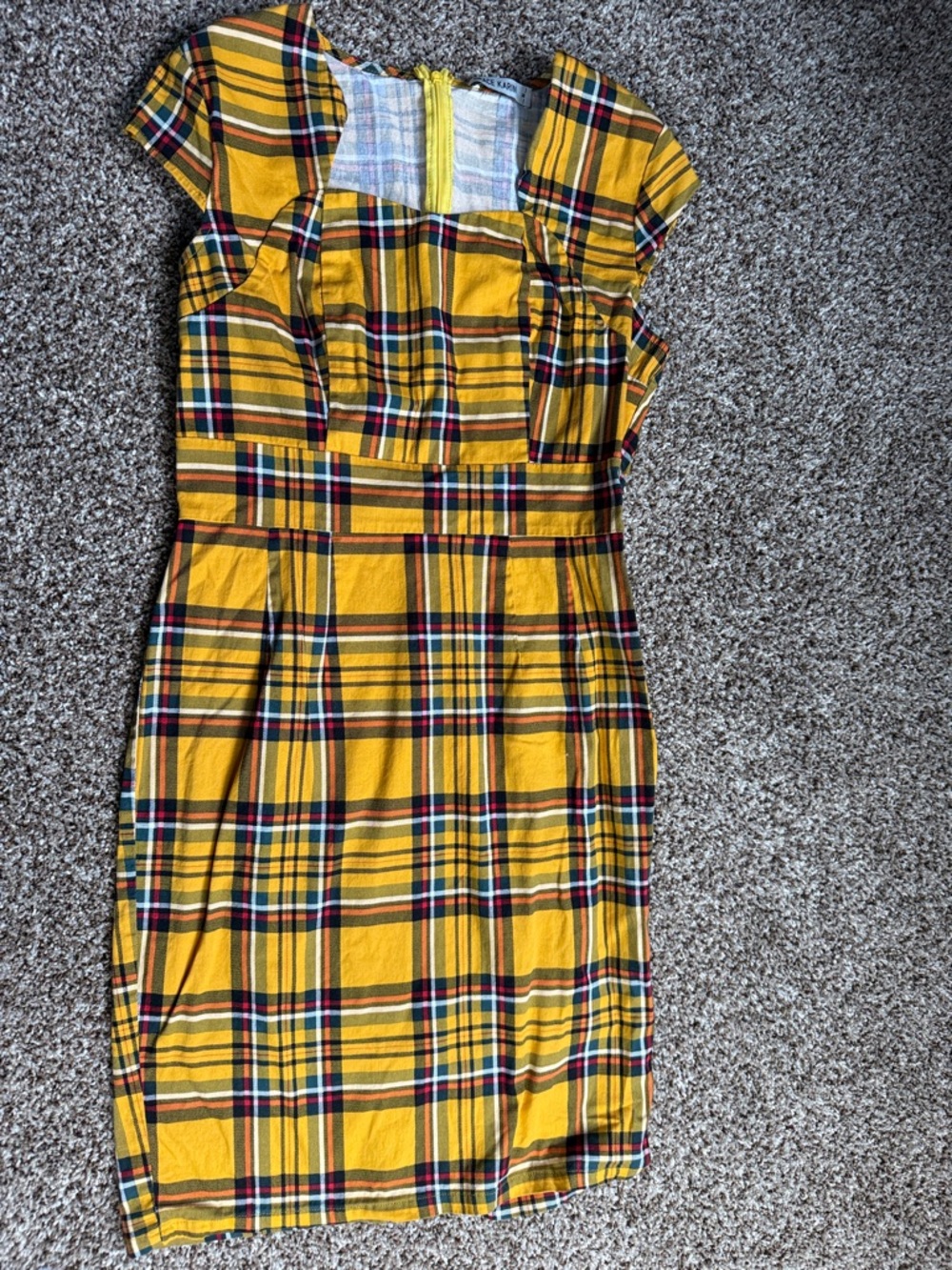 Grace Karin Pastel Plaid Dress in Yellow, Gray & Pink